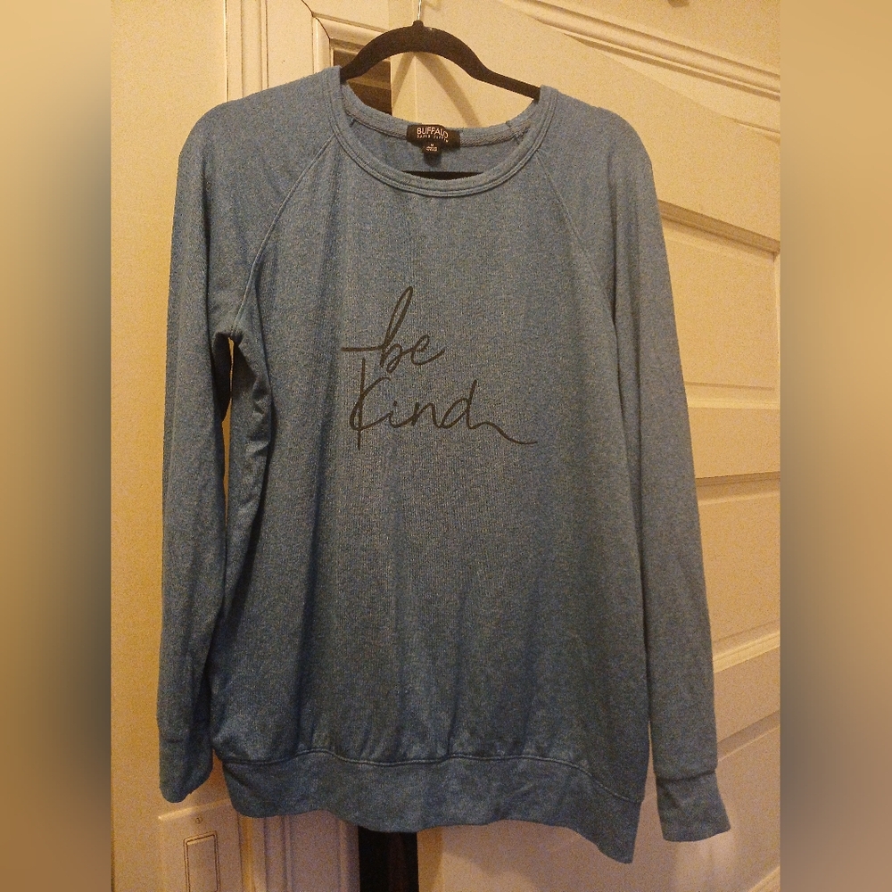 Buffalo David Bitton Womens Printed Top, Be Kind, Dream Blue Size Medium
